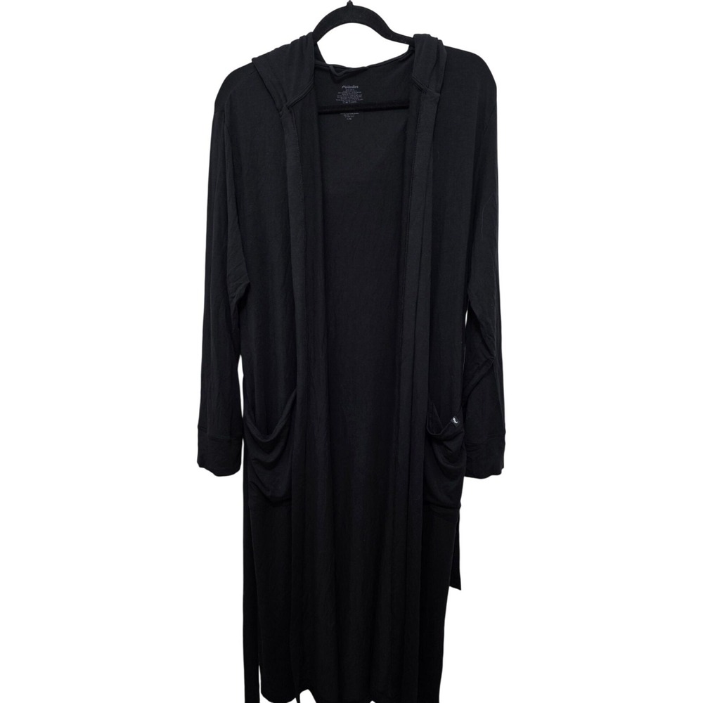 Me undies Women Black Soft Long Hooded Open‎ Front Rope Size S/M